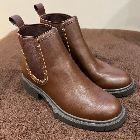 Coach Lory Chunky Studded Ankle Bootie Brown Size 6 - Picture 1 of 15